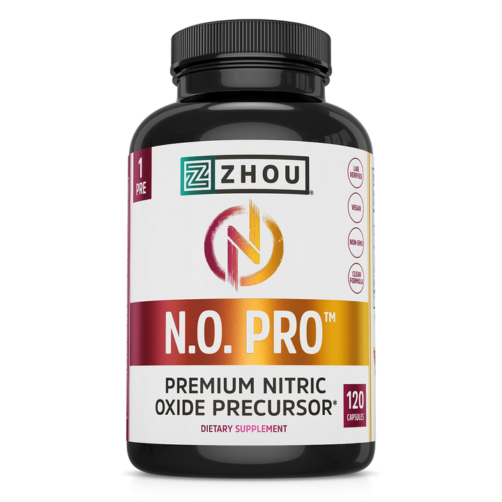 Zhou N.O. Pro - Premium Nitric Oxide Supplement for Men &amp; Women, Heart, Muscle &amp; Blood Support with Beet Root &amp; L Arginine, Natural Nitric Oxide Booster - 120 Veggie Capsules