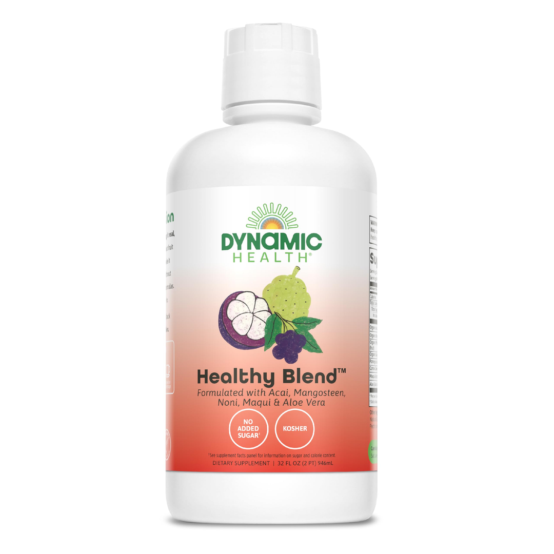 Dynamic Health Healthy Blend with Acai, Mangosteen, Noni, Maqui & Aloe Vera, No Additives, Immune System Support, Antioxidant, Vegan, Gluten Free, Non-GMO, 32 Fl oz