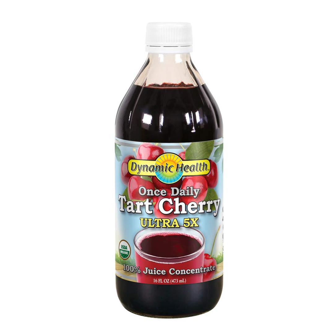 Dynamic Health Organic Tart Cherry Juice Concentrate - Unsweetened Montmorency Tart Cherry Juice, for Men &amp; Women, Source of Vitamins A, C, K, &amp; Antioxidants, Gluten Free, Kosher - 16 fl oz Bottle