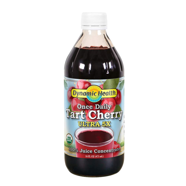 Dynamic Health Organic Tart Cherry Juice Concentrate - Unsweetened Montmorency Tart Cherry Juice, for Men &amp; Women, Source of Vitamins A, C, K, &amp; Antioxidants, Gluten Free, Kosher - 16 fl oz Bottle
