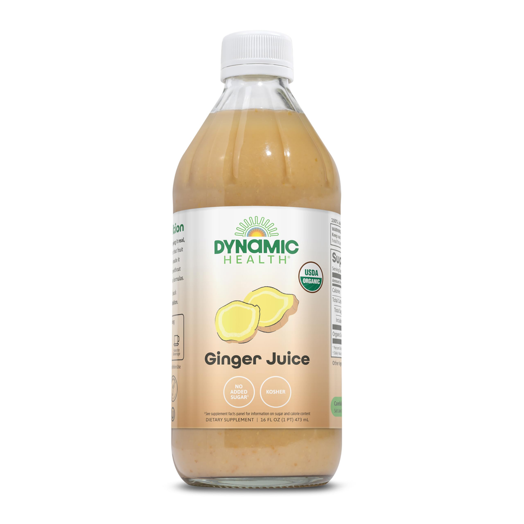 Dynamic Health Organic Ginger Juice - Bold, Plant-Powered Flavor for Wellness Support - USDA Organic, No Added Sugar, Kosher Certified - 31 Servings, 16 FL OZ