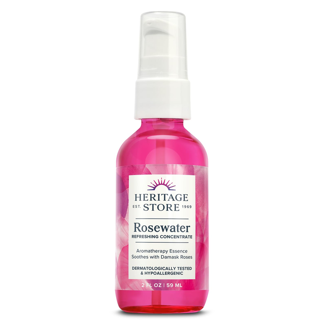 HERITAGE STORE Rosewater Concentrate - Aromatherapy Essence w/Damask Rose - Add Water for a Hydrating Face Mist or Blend Into Unscented Beauty Products - Hypoallergenic, Vegan, 60-Day Guarantee, 2oz