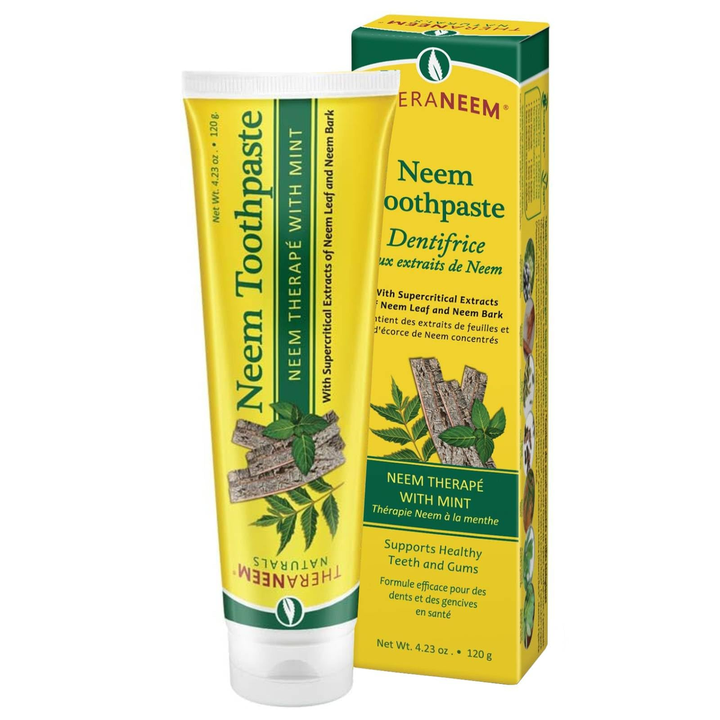 TheraNeem Neem Toothpaste - Herbal Tooth Paste for Teeth and Gums, Fluoride Free Toothpaste with Neem Leaf and Bark Extracts for Adults and Children - 4.23 oz (Pack of 1)