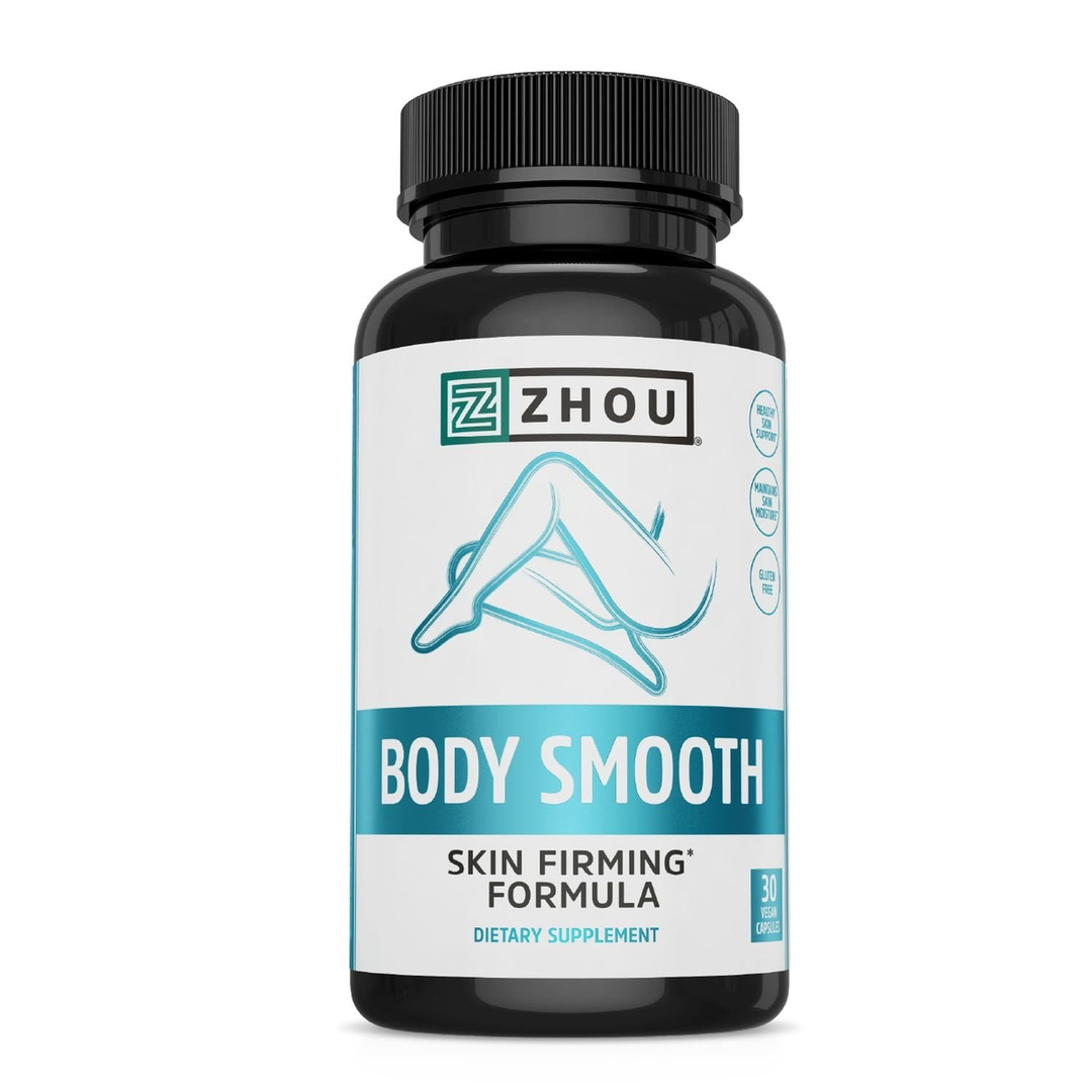 Zhou Body Smooth - Cellulite Pills for Women, Dimpless Anti Cellulite Supplement for Firm Smooth Skin with Hyaluronic Acid & Vitamin C, Skincare for Thigh, Legs, Butt, Supports Hydration - 30 Capsules