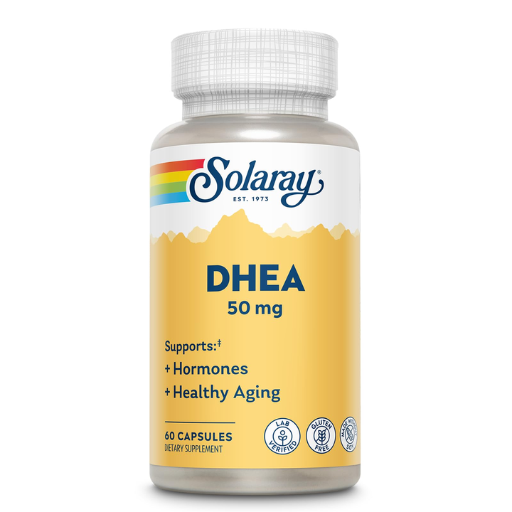 SOLARAY DHEA Supplement for Women and Men - DHEA 50mg - Lab Verified, Gluten Free, Made Without Soy - 60-Day Guarantee - 60 Servings, 60 Capsules
