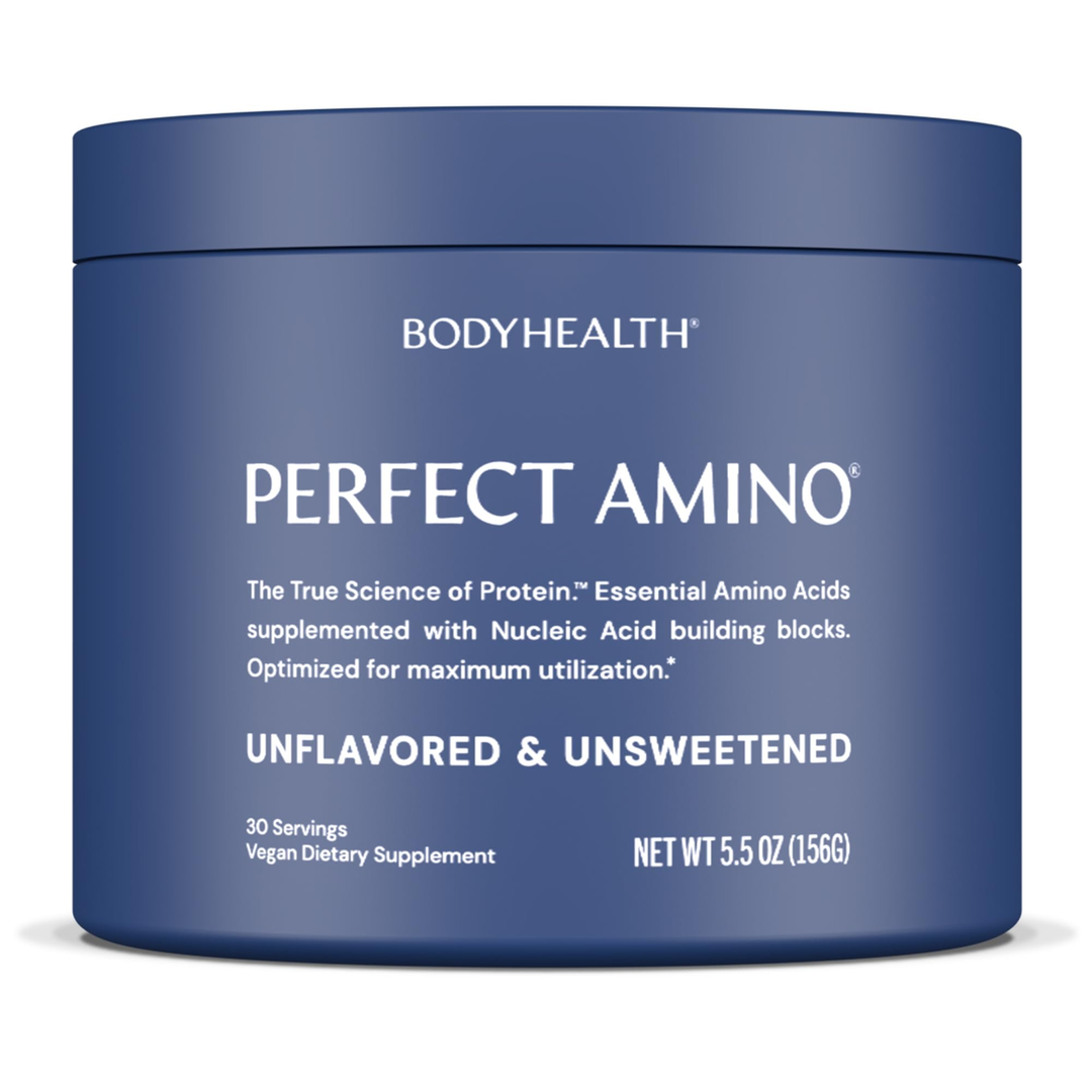 BodyHealth PerfectAmino - BCAA and EAA Powder for Pre and Post Workout - Amino Acid Energy Drink for Men and Women to Support Lean Muscle and Recovery - Unflavored &amp; Unsweetened - 30 Servings
