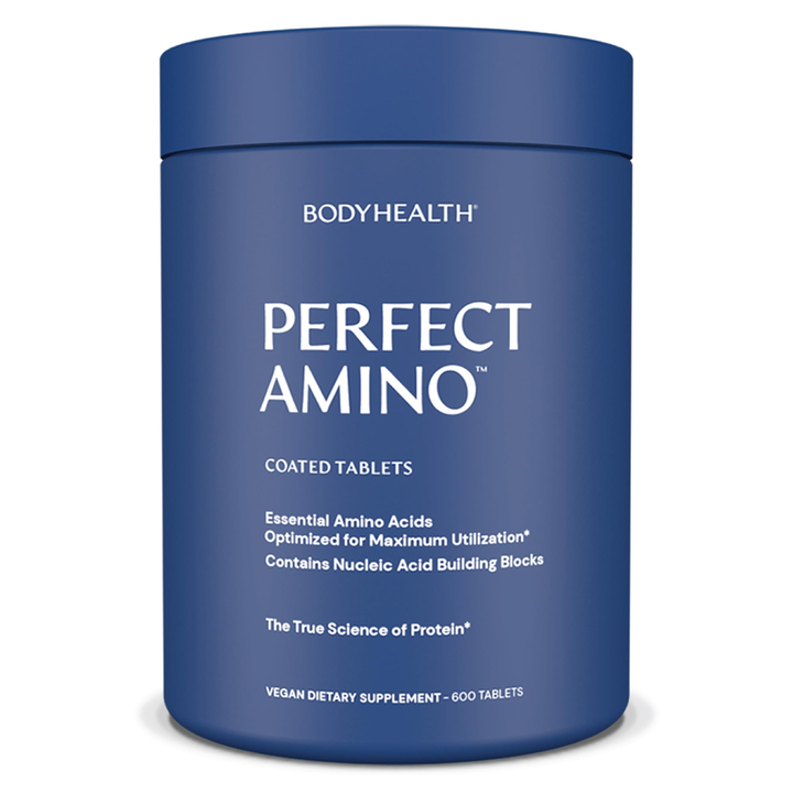 BodyHealth PerfectAmino (600 ct) Easy to Swallow Tablets, Essential Amino Acids Supplement with BCAAs, Vegan Protein for Pre/Post Workout &amp; Muscle Recovery with Lysine, Tryptophan, Leucine, Methionine