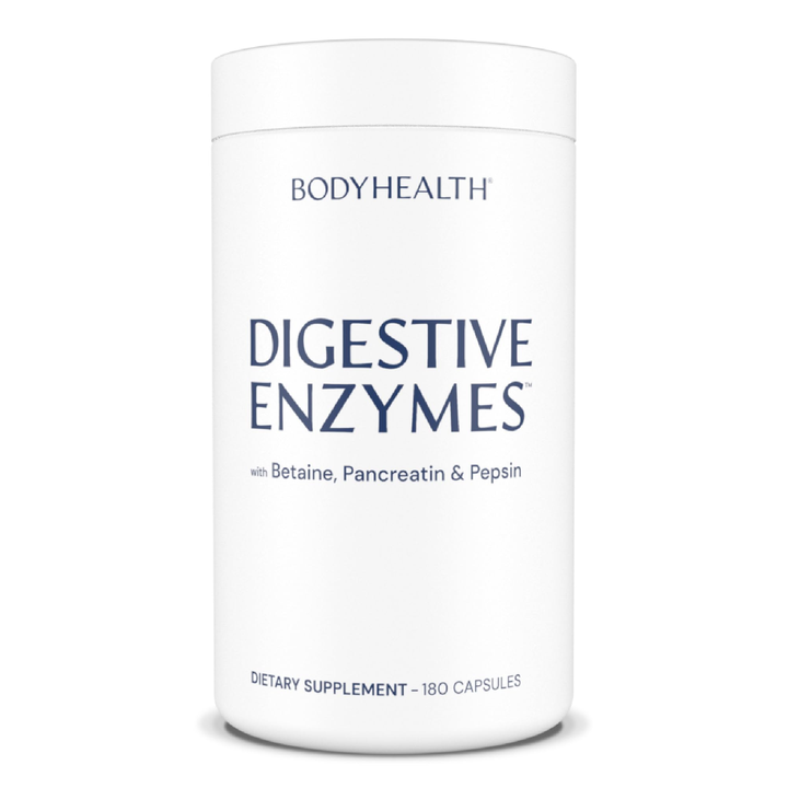 BodyHealth Digestive Enzymes Full Spectrum Digestive Support (180 caps), Betaine, Pepsin, Pancreatin BPP Loaded with Enzymes and Probiotics, Relief for Stomach Bloating, Heartburn, Gas, Constipation