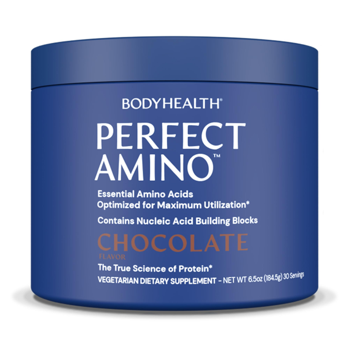 BodyHealth PerfectAmino Powder - BCAA and EAA Powder for Pre and Post Workout - Amino Acid Energy Drink for Men and Women to Support Lean Muscle and Recovery - Chocolate - 30 Servings