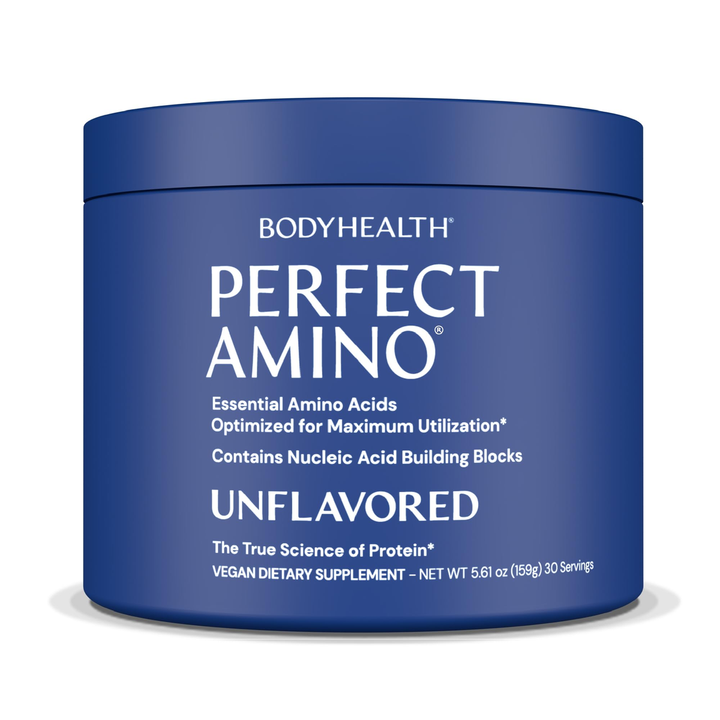 BodyHealth PerfectAmino - BCAA and EAA Powder for Pre and Post Workout - Amino Acid Energy Drink for Men and Women to Support Lean Muscle and Recovery - Unflavored (Lightly Sweetened) - 30 Servings