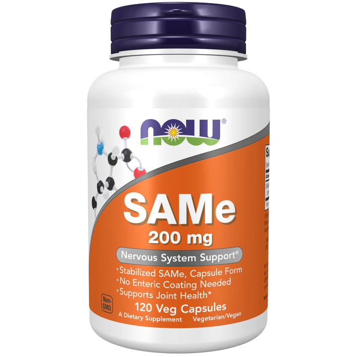 NOW Foods Supplements, SAMe (S-Adenosyl-L-Methionine)200 mg, Nervous System Support, 120 Veg Capsules