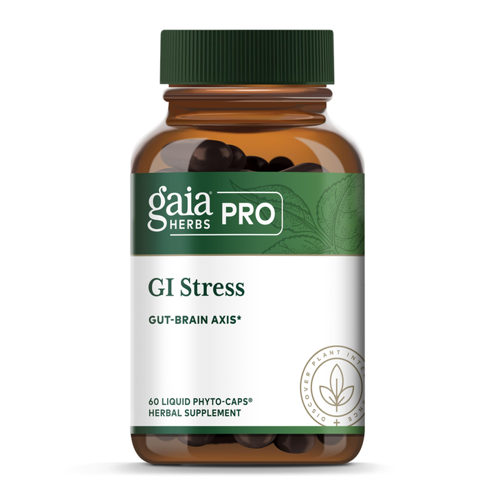 GAIA HERBS PRO GI Stress - Digestion Supplement for Times of Stress - Contains Holy Basil, Lemon Balm, Chamomile &amp; More - 60 Liquid Phyto-Caps