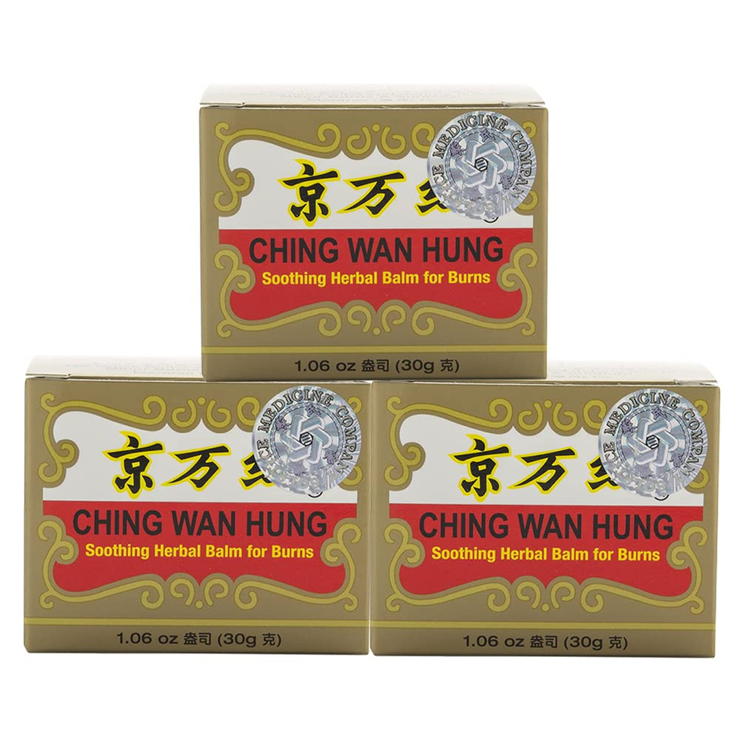Plum Flower Ching Wan Hung Soothing Herbal Balm for Burns (1.06 oz) (3 Jars) (Solstice)
