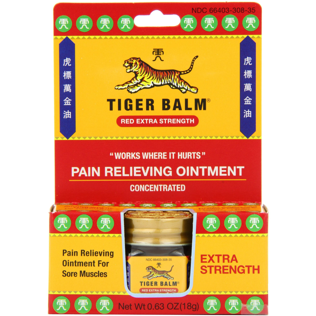 Plum Flower Tiger Balm Pain Relieving Ointment, Extra Strength, 0.63 Ounces (Pack of 3)