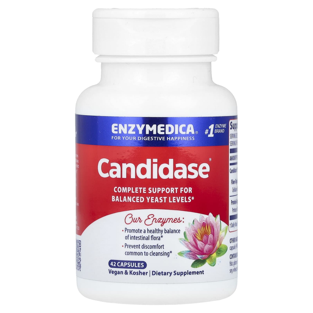 Enzymedica, Candidase, Digestive Enzymes for Gentle Cleansing Support, Gut Health &amp; Digestion, 42 Count