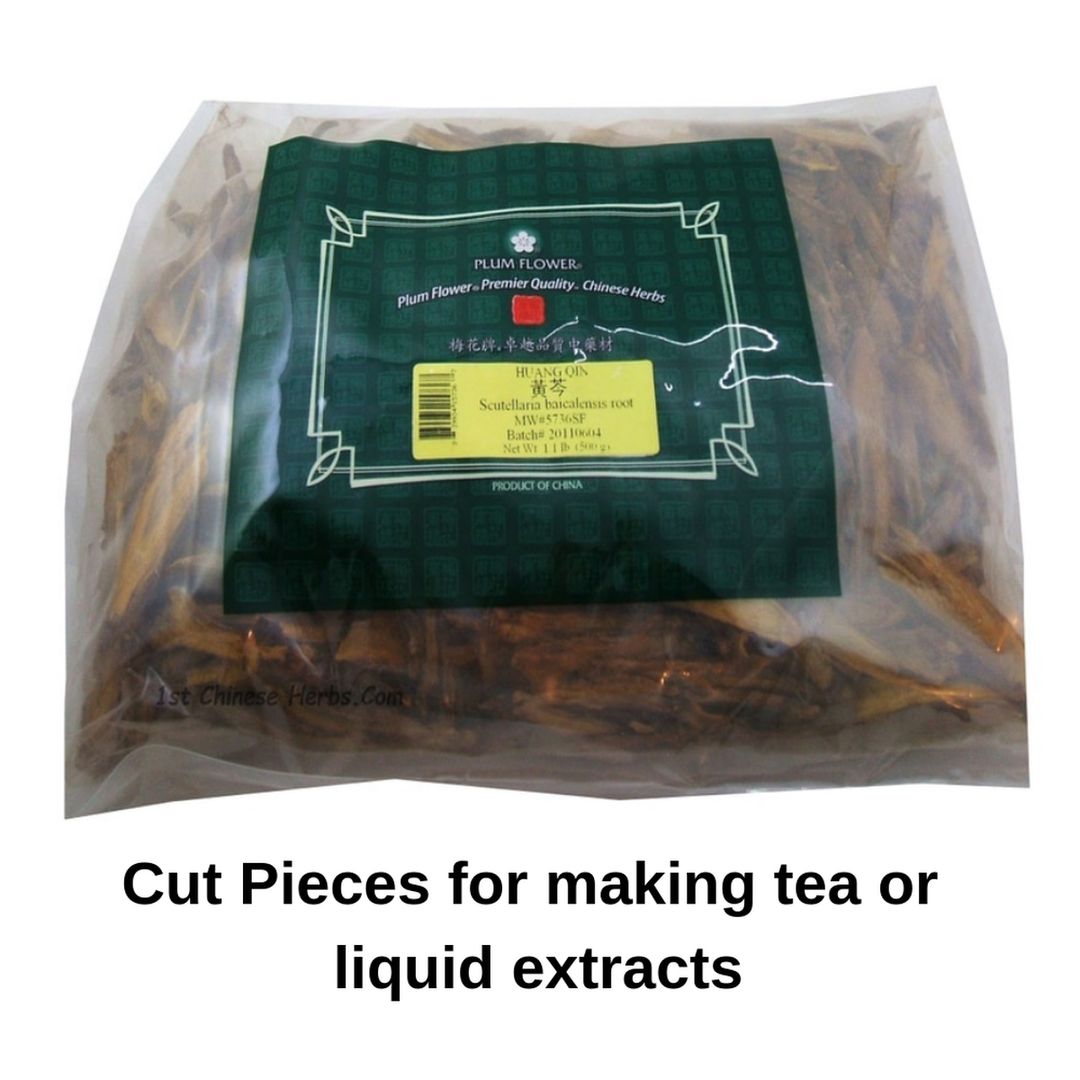 Scutellaria Baicalensis Root Huang Qin Skullcap Root Cut 1 lb Plum Flower Bulk Herbs