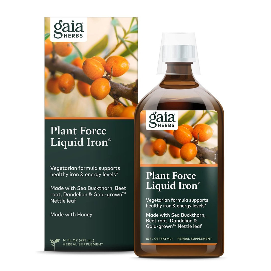 Pre - order Gaia Herbs Plant Force Liquid Iron - Vegetarian Iron Supplement to Help Maintain Healthy Iron & Energy Levels - with Star Anise, Sea Buckthorn, Beet Root, Dandelion & Nettle - 16 Fl Oz (47 Servings) - The Oasis of Health