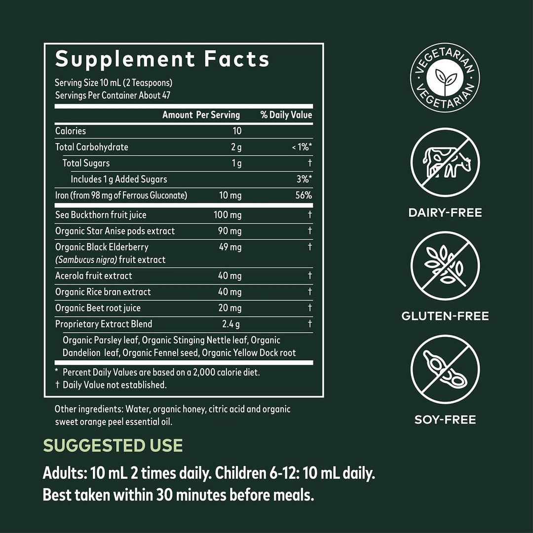 Pre - order Gaia Herbs Plant Force Liquid Iron - Vegetarian Iron Supplement to Help Maintain Healthy Iron & Energy Levels - with Star Anise, Sea Buckthorn, Beet Root, Dandelion & Nettle - 16 Fl Oz (47 Servings) - The Oasis of Health