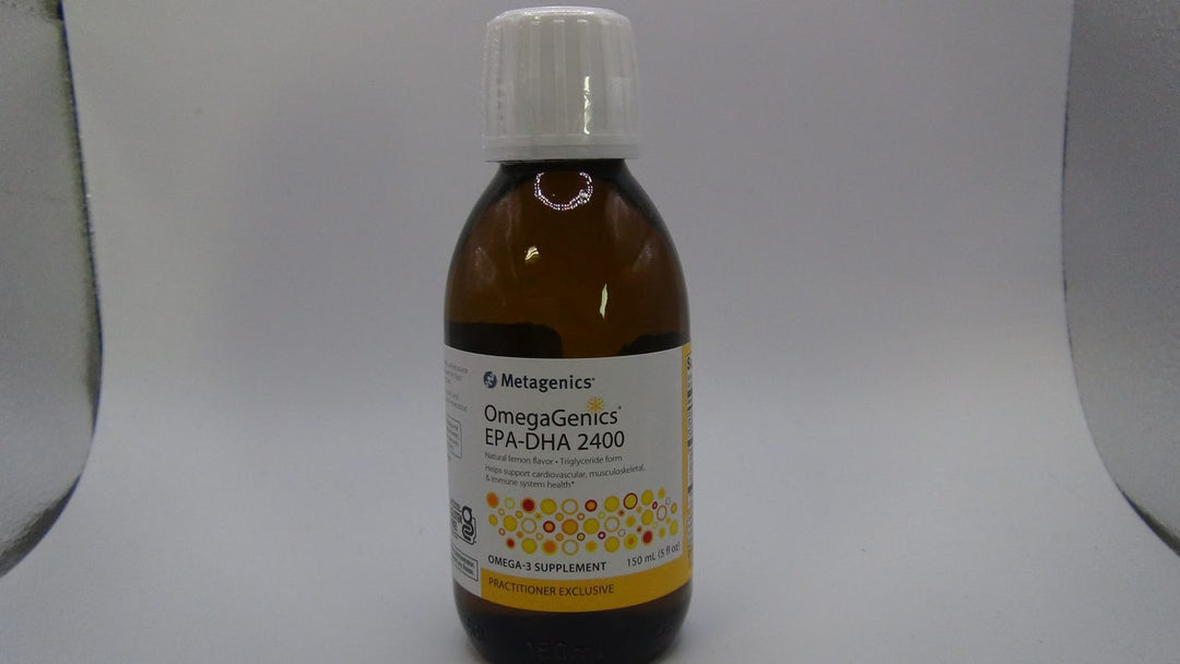 Metagenics OmegaGenics EPA DHA 2400 Liquid Omega 3 Fish Oil Daily Supplement to Help Support Cardiovascular Health and Immune Function - Lemon Flavor, 5 fl oz, 30 Servings