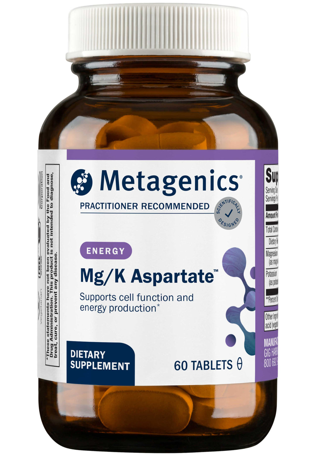 Metagenics Mg/K Aspartate, Highly Absorbable Magnesium and Potassium Supplement to Help Support Energy Production - 60 Tablets