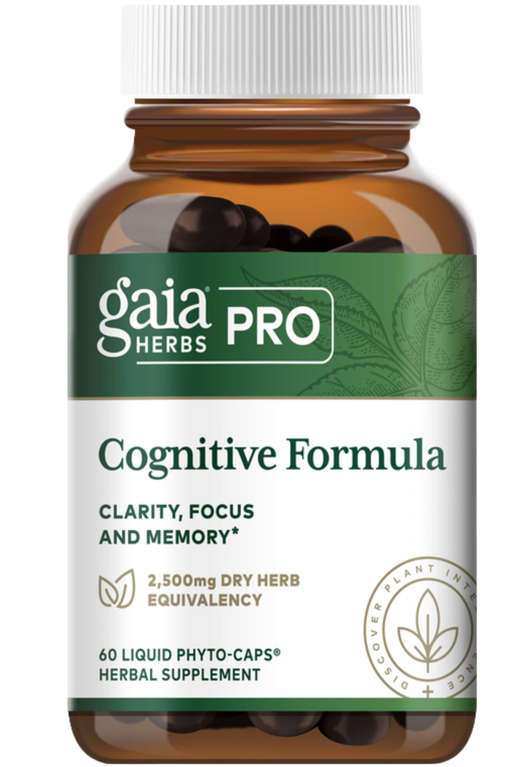 Gaia PRO Cognitive Formula - Brain Boost &amp; Blood Flow Supplement - Provides Antioxidant Activity Support - with Rosemary, Organic Peppermint &amp; Gotu Kola - 60 Vegan Liquid Phyto-Capsules (30 Servings)