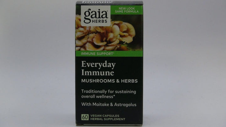 Gaia Herbs Everyday Immune Mushrooms &amp; Herbs - Immune Support Supplement - 60 Vegan Capsules