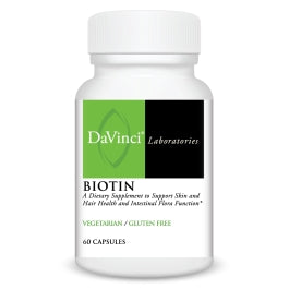 DAVINCI Labs Biotin - Supports Skin & Hair Health, Intestinal Flora Function* - Dietary Supplement with Vitamin C & Calcium as Ca Carbonate - Vegetarian - Gluten-Free - 60 Capsules