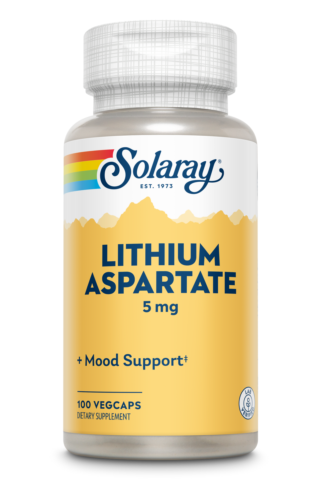 Solaray Lithium Aspartate - Mood Support Supplement - 100 Capsules, 5 mg