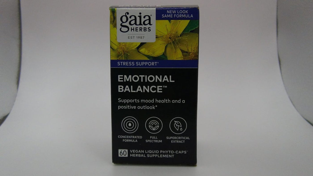 Gaia Herbs Emotional Balance - Stress Support Supplement to Help The Body Cope with Stress - with St. John?s Wort, Passionflower, Vervain, and Oats - 60 Vegan Liquid Phyto-Capsules (20-Day Supply)