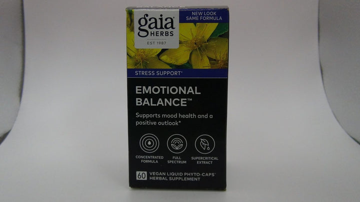 Gaia Herbs Emotional Balance - Stress Support Supplement to Help The Body Cope with Stress - with St. John?s Wort, Passionflower, Vervain, and Oats - 60 Vegan Liquid Phyto-Capsules (20-Day Supply)