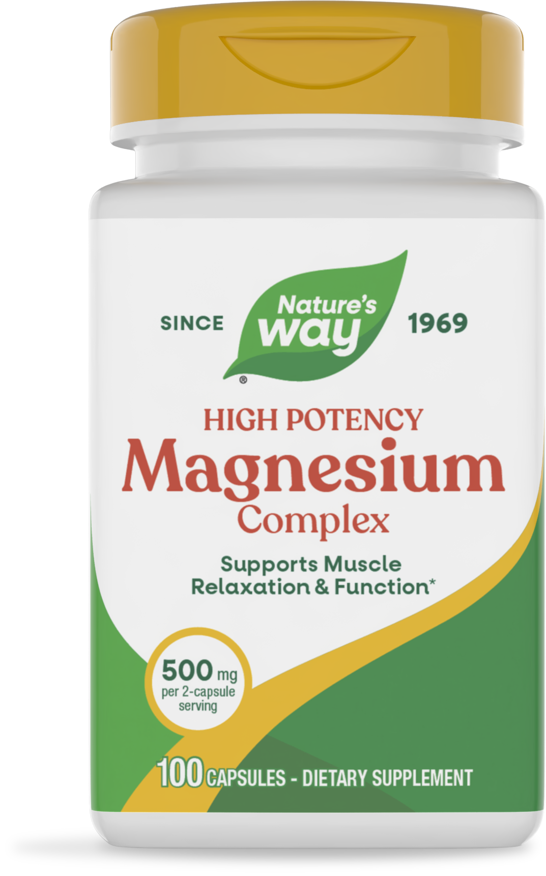 Nature's Way Premium Magnesium Complex Supplement, 500 mg per Serving, 100 Capsules