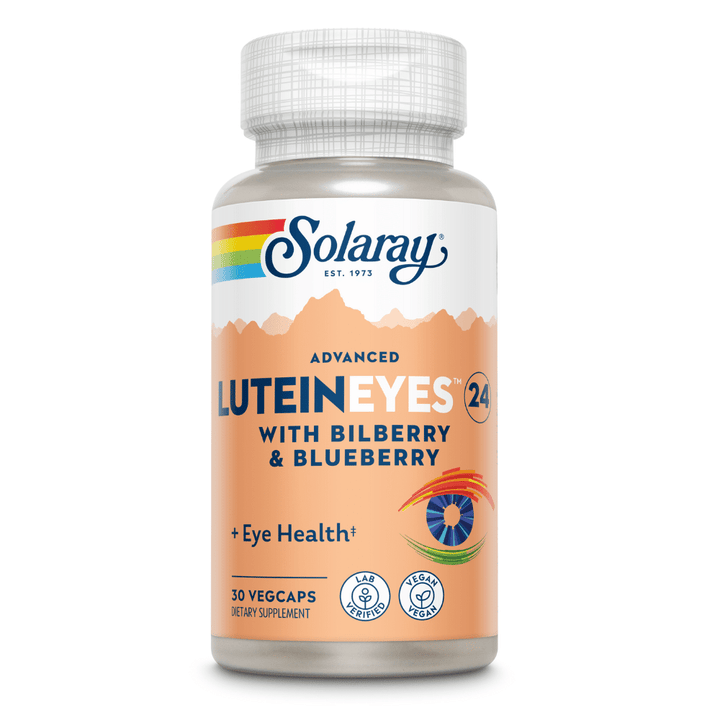 SOLARAY Advanced Lutein Eyes 24mg with Bilberry Extract and Blueberry Extract, Eye &amp; Macular Health Support Supplement Supplying Zeaxanthin from Marigold, Vegan, 30 Servings, 30 VegCaps