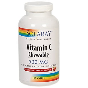 Solaray Chewable Vitamin C 500 mg, Natural Cherry Flavor with Natural Sweeteners, Antioxidant and Immune Support Supplement with Whole Food Base, 60-Day Guarantee, 100 Servings, 100 Chewables