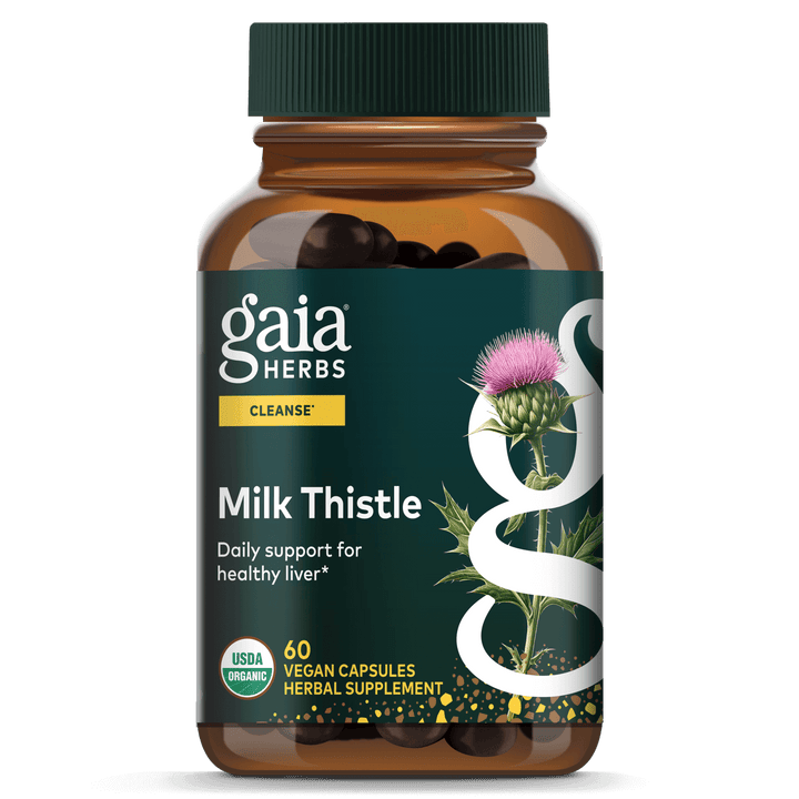 Gaia Herbs Milk Thistle - Liver Supplement &amp; Cleanse Support for Maintaining Healthy Liver Function* - 120 Vegan Capsules (20-Day Supply)