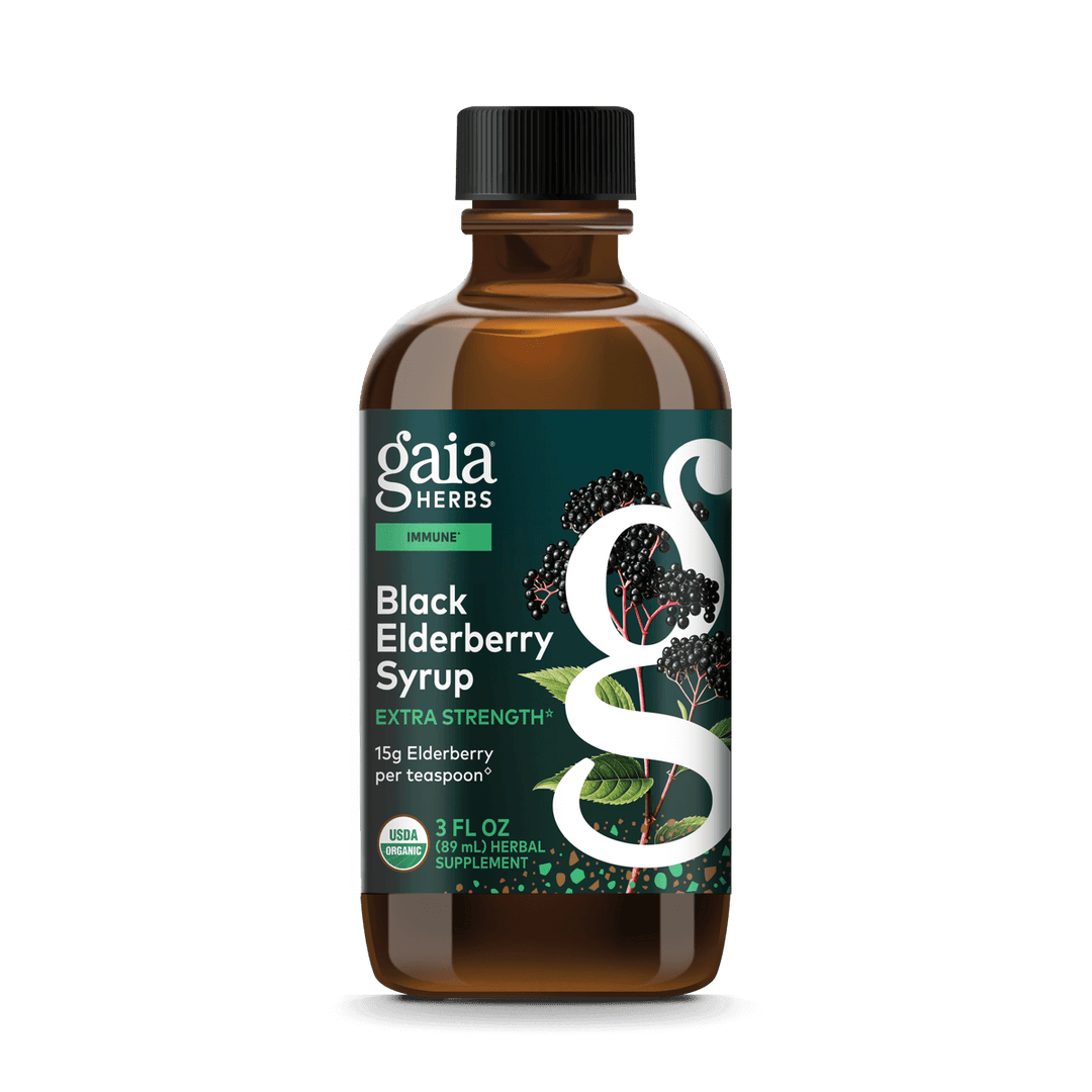 Gaia Herbs GaiaKids Black Elderberry Syrup - Delicious Immune Support Supplement for Kids - with Organic Black Elderberries and Honey - USDA Certified Organic Black Elderberry Syrup - 3 Fluid Ounces