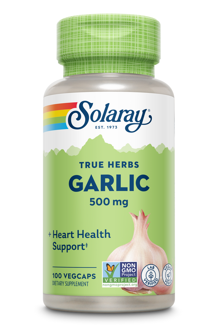SOLARAY Garlic Supplement 500mg, Vegan, Odorless Garlic Extract, Traditionally Used for Heart Health and Immune Support, Vegan, Odor Free, Lab Verified, 60 Day Guarantee, 60 Serv, 60 Enteric VegCaps