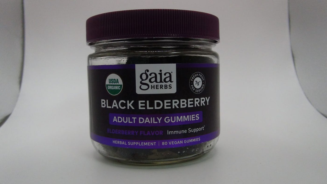 Gaia Herbs Black Elderberry Adult Daily Gummies - Immune Support Gummies with Black Elderberries - Elderberry Supplement to Aid Immune Health - Real Fruit Supplement - 80 Vegan Gummies