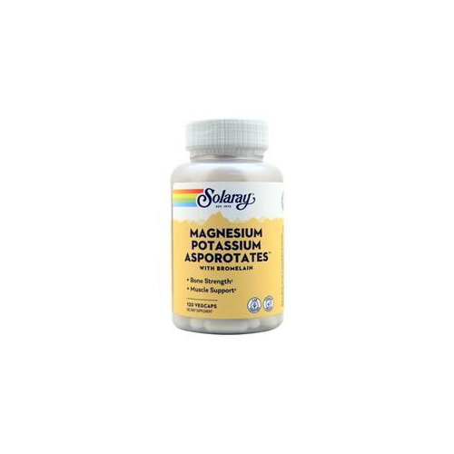 Solaray Magnesium and Potassium Asporotates with Bromelain, Magnesium Potassium Supplement for Bone Strength and Muscle Support, Vegan Magnesium Potassium Supplements, 60 Servings, 120 VegCaps