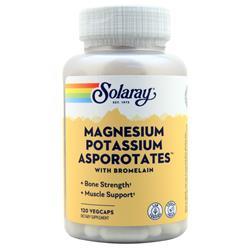 Solaray Magnesium and Potassium Asporotates with Bromelain, Magnesium Potassium Supplement for Bone Strength and Muscle Support, Vegan Magnesium Potassium Supplements, 60 Servings, 120 VegCaps