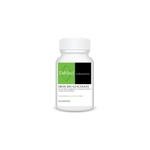 DaVinci Labs Iron Bis-Glycinate - Iron Supplement for Women or Men - Gluten-Free - 60 Vegetarian Capsules