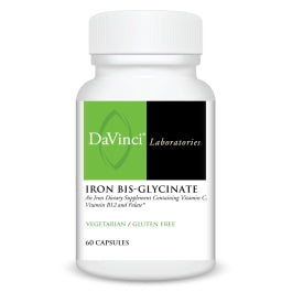 DaVinci Labs Iron Bis-Glycinate - Iron Supplement for Women or Men - Supports Hemoglobin Production, Energy and Menstrual Function* - With Vitamin C, and More - Gluten-Free - 60 Vegetarian Capsules