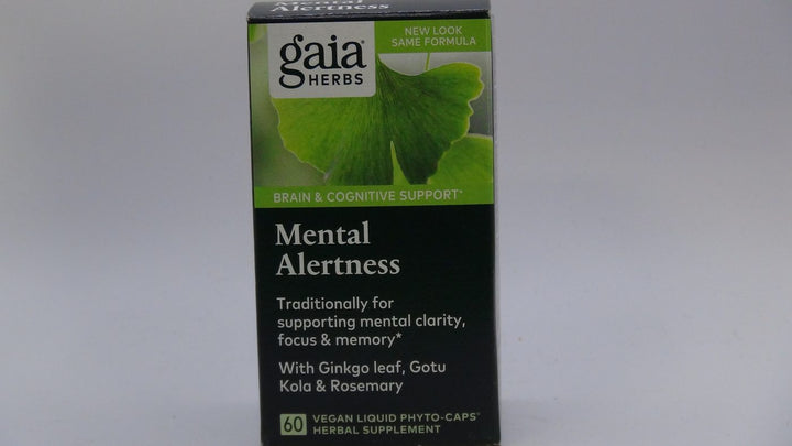 Gaia Herbs Mental Alertness - Brain Support Supplement to Help Maintain Focus &amp; Memory* - with Eleuthero, Ginkgo Leaf, Gotu Kola, Rosemary &amp; Oats - 60 Vegan Liquid Phyto-Capsules (15-Day Supply)