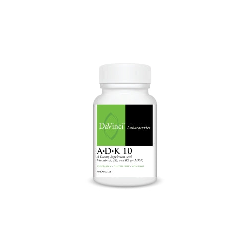DaVinci Labs ADK 10 - With Vitamin A, Vitamin D3 10,000 IU and Vitamin K2 - Gluten-Free - 90 Vegetarian Capsules