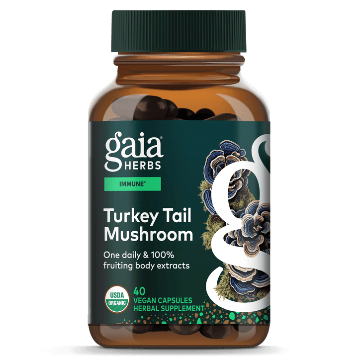 Gaia Herbs Turkey Tail Mushroom - Immune Support Supplement to Help Maintain Liver Health - with Organic Turkey Tail Mushroom Fruiting Body Extract - 40 Vegan Capsules