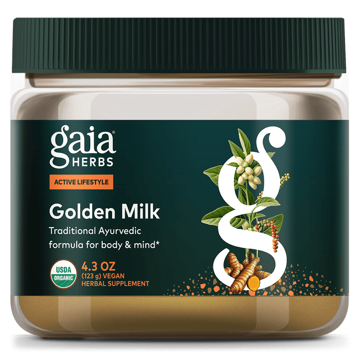 Gaia Herbs Golden Milk Powder - Vegan Stress Support Supplement with Ashwagandha, Turmeric, and More - 3.7-Ounce