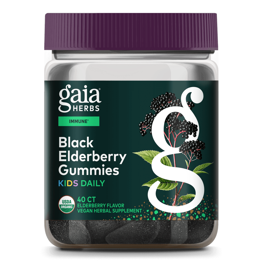 Gaia Herbs GaiaKids Black Elderberry Daily Gummies for Kids - Delicious Immune Support Supplement - Certified Organic Black Elderberries for Immune System Support - 40 Gummies (40-Day Supply)