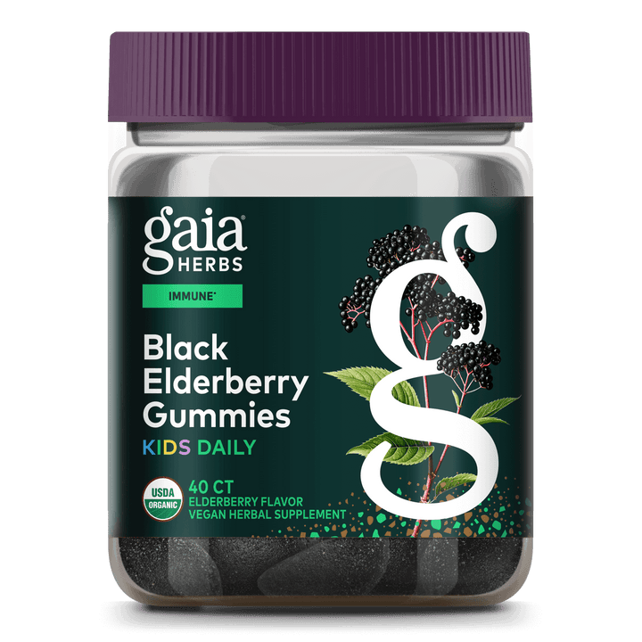 Gaia Herbs GaiaKids Black Elderberry Daily Gummies for Kids - Delicious Immune Support Supplement - Certified Organic Black Elderberries for Immune System Support - 40 Gummies (40-Day Supply)