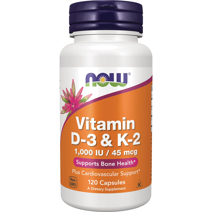 Now Foods Vitamin D3 &amp; K2 1,000 IU 120 Vcaps - 0369