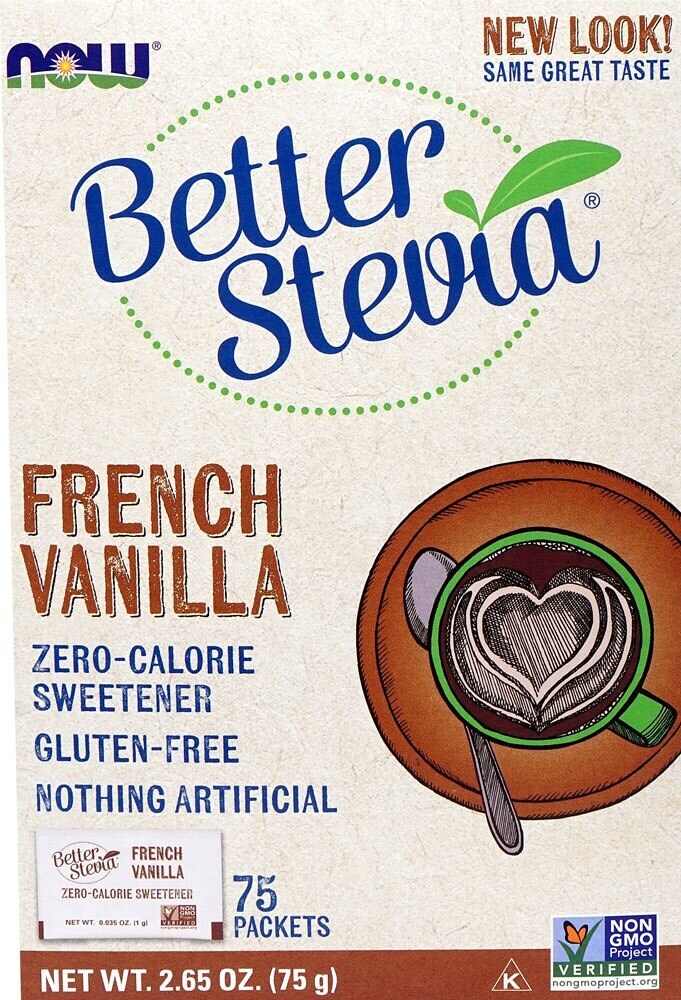 Now Foods BetterStevia French Vanilla 75 Packets Per Box - 6863 - 2 Pack