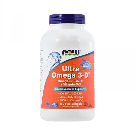 Now Foods Ultra Omega 3-D Fish Gelatin 180 Fish Softgels - 1664 - B004CW5YUI